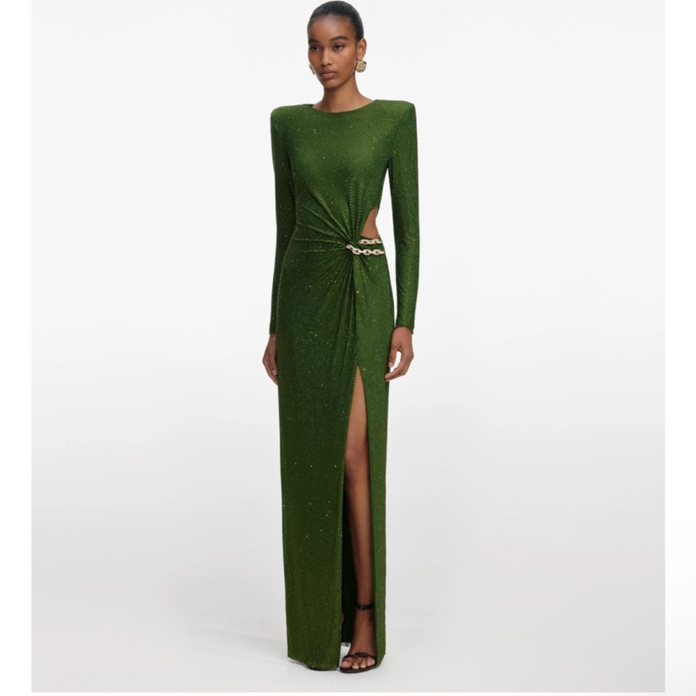 Self-Portrait Sparkling Green Long Sleeve Dress - Picture 2 of 13